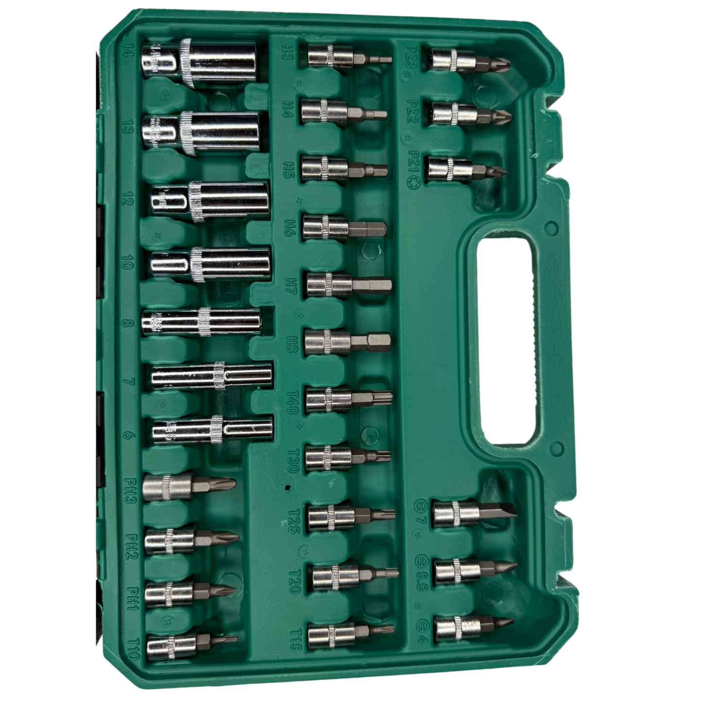 Juego de Rache 1/4” de 53 Piezas con Copas Métricas y Puntas Torx – Kit Profesional en Estuche Rígido