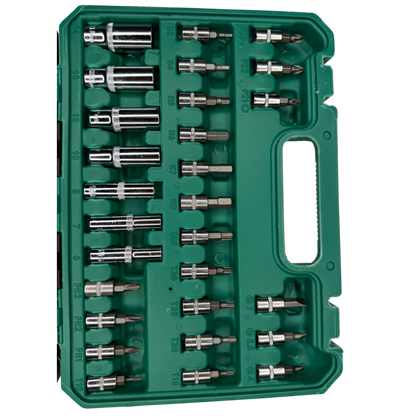 Juego de Rache 1/4” de 53 Piezas con Copas Métricas y Puntas Torx – Kit Profesional en Estuche Rígido