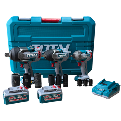 Combo Triple Llave de Impacto Brushless 20V – 400NM / 850NM / 1350NM + Cargador + 2 Baterías + 1 Año de Garantía